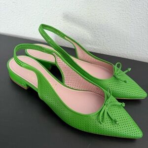 NEW KATE SPADE Veronica Perforated Leather Slingback Flats Pointed Toe
